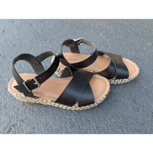 Lane Bryant Womens Dream Cloud Faux Leather Cross Strap Espadrille Wedge Sz 8.5W